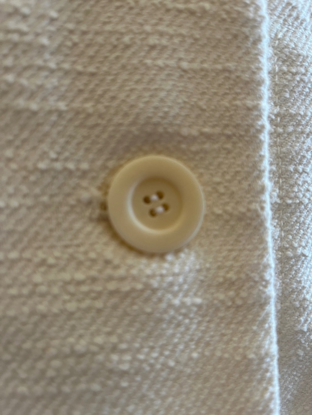 Talbots collarless textured Ivory Coat/Duster w/ Black Trim & pockets Size 14 - Picture 15 of 17